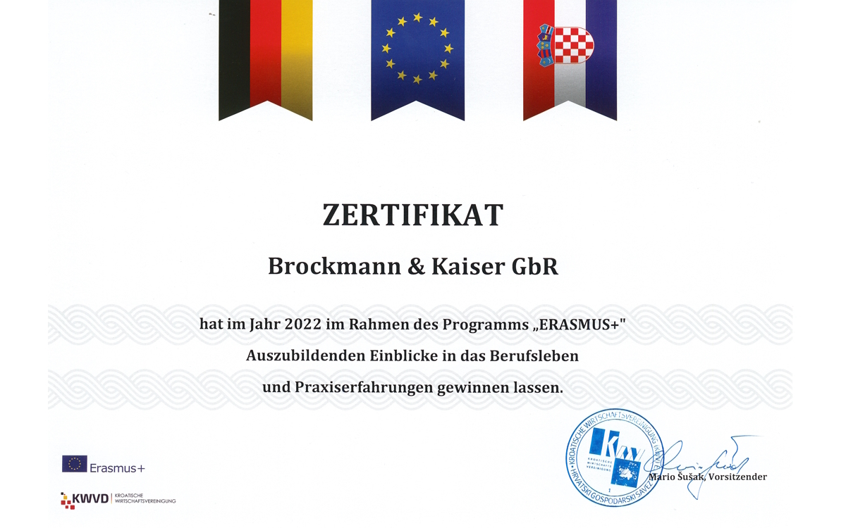 Zertifikat Erasmus+